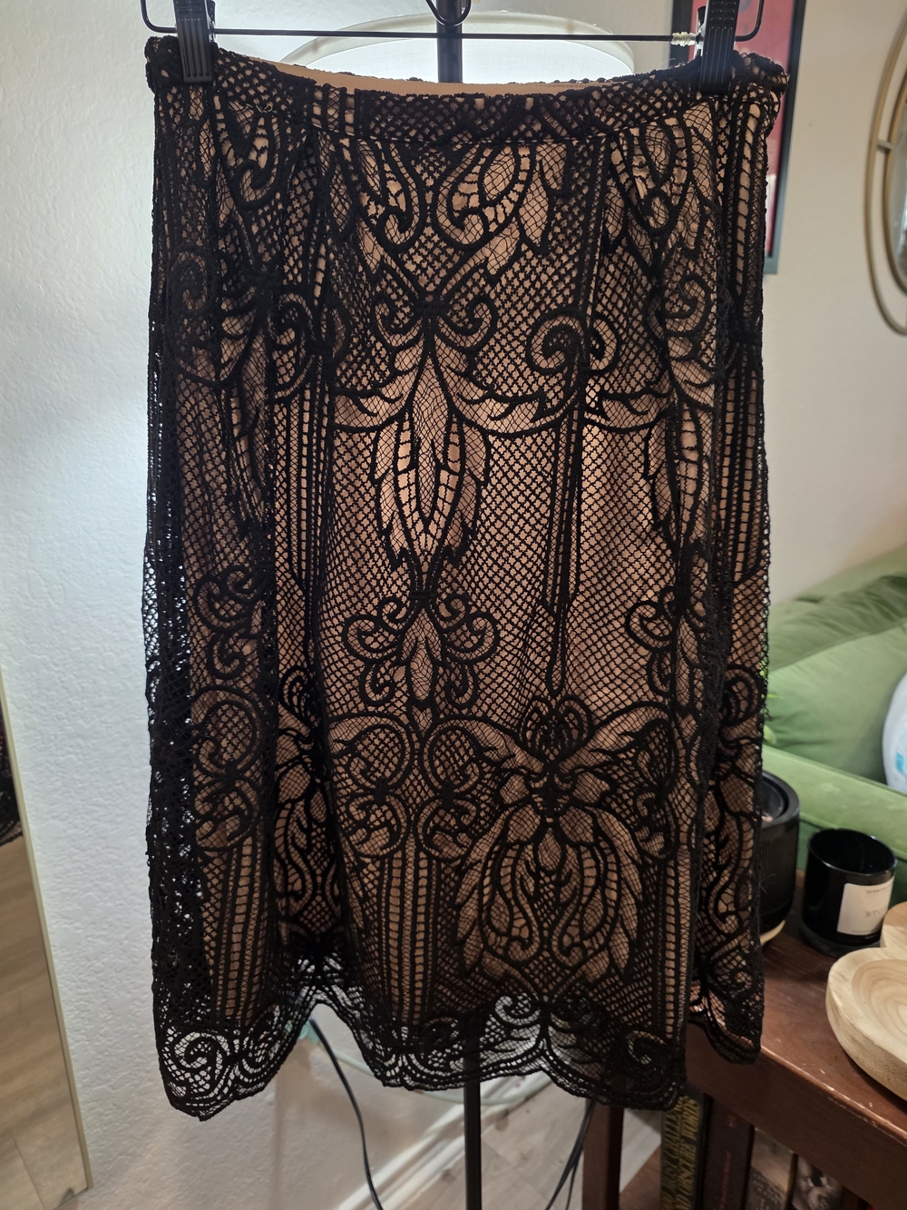 Francesca's Black Lace Overlay with Nude Lining